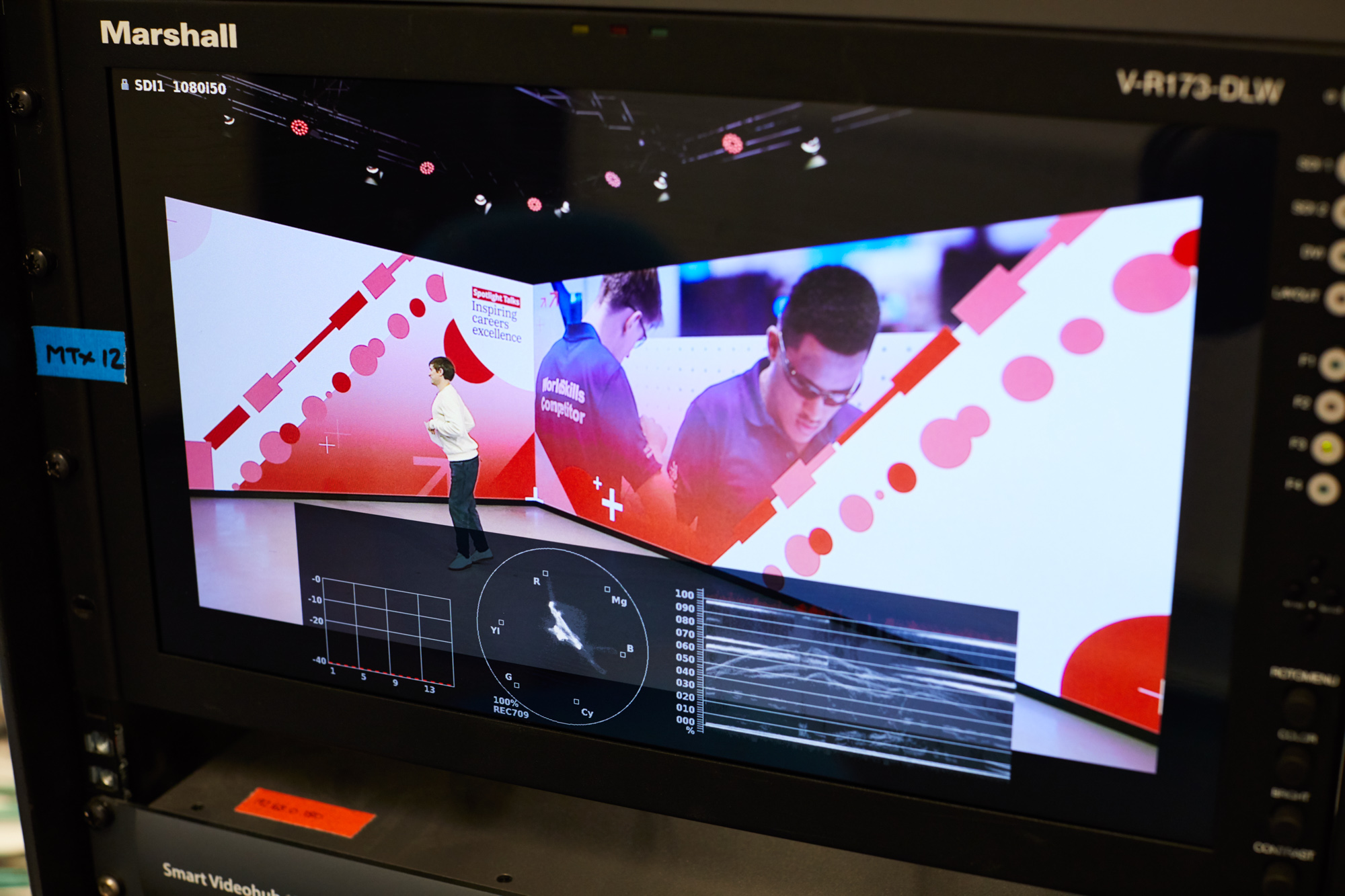 Using our Blank Canvas studio with big background screens to show your content