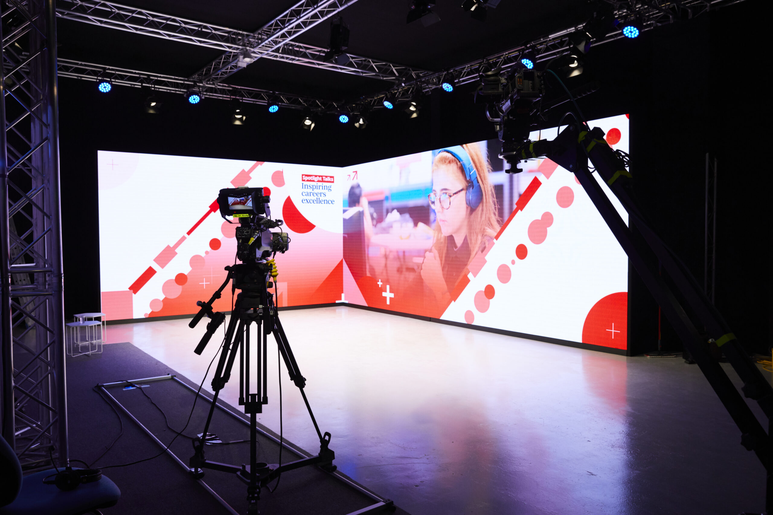 Using our Blank Canvas studio with big background screens to show your content